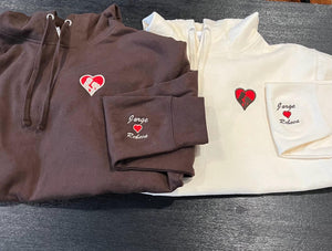 HEART FOR COUPLES/ Personalized  | Embroidered Hoodie